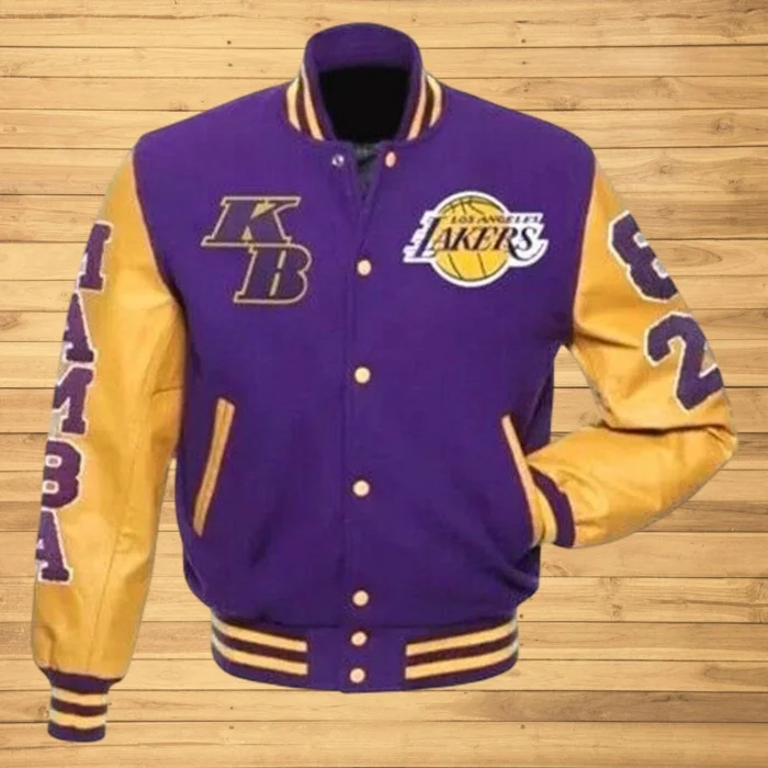 12.webp LA Lakers Kobe Bryant Varsity Wool Leather Jacket - Image 1