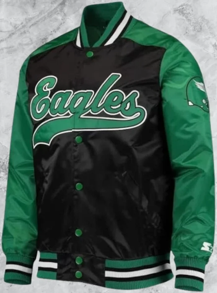 1X Vintage Varsity Windbreaker Satin Jacket Eagle Embroidered Logo Jacket, - Image 2