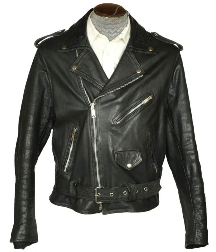 2.jpg Mens Motorcycle Belted Black Leather Jacket - Image 1
