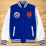 NY Royal Blue Mets Wool Leather Jacket