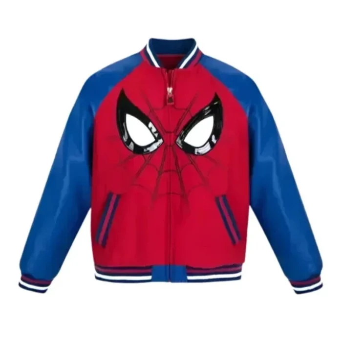 90_s_Spider_Man_Red_and_Blue_Varsity_Jacket.webp 90’s Spider Man Red and Blue Varsity Jacket - Image 1