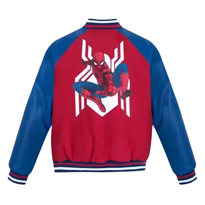 90’s Spider Man Red and Blue Varsity Jacket - Image 2