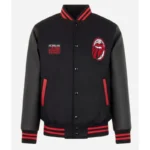 AC Milan Rolling Stones Black Wool Varsity Jacket