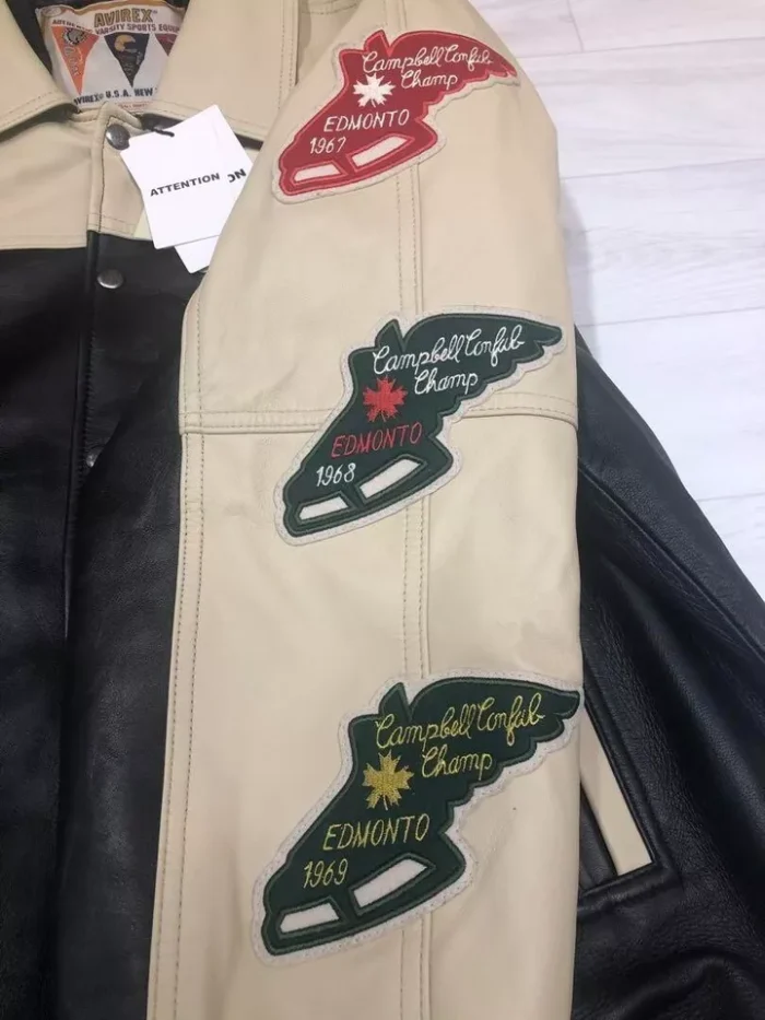 AVIREX Varsity Jacket Leather NORTHWEST WILD BEARS USA New York Men's Size XL - Image 5