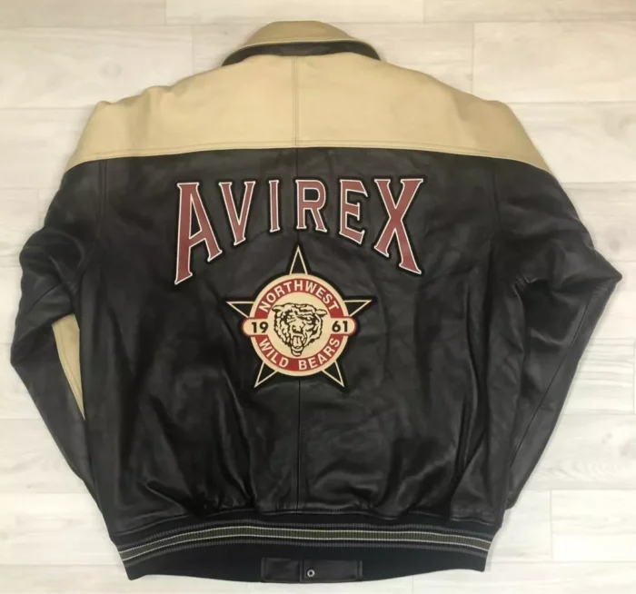 AVIREX Varsity Jacket Leather NORTHWEST WILD BEARS USA New York Men's Size XL - Image 2