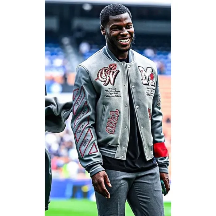 Ac Milan Off White Grey Bomber Jacket - Image 3
