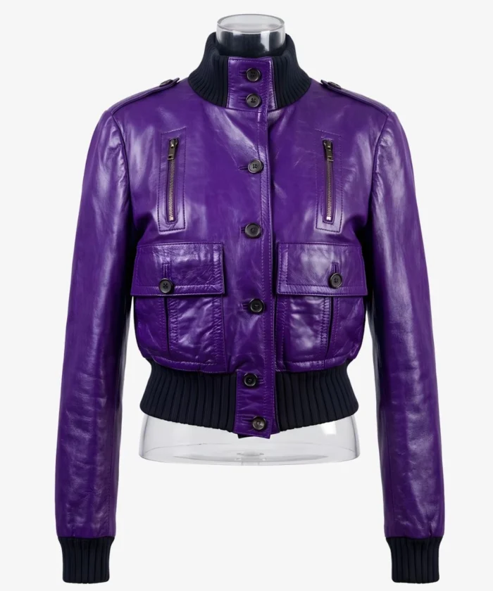 American-Singer-Madonna-2026-Coachella-Valley-Music-And-Arts-Festival-Purple-Leather-Bomber-Jacket