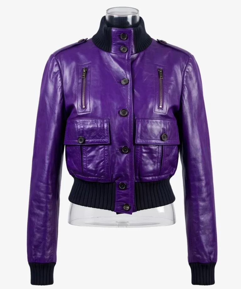 American-Singer-Madonna-2026-Coachella-Valley-Music-And-Arts-Festival-Purple-Leather-Bomber-Jacket