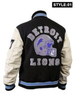Beverly-Hills-Black-and-White-Detroit-Lions-Varsity-Bomber-Jacket