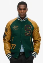 COLLEGE VARSITY PATCHED - Bomber Jacket - enamel green