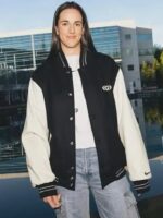 Caitlin Clark Black & Cream Varsity Jacket - Image 2
