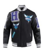 Charlotte Hornets Black Wool Varsity Jacket