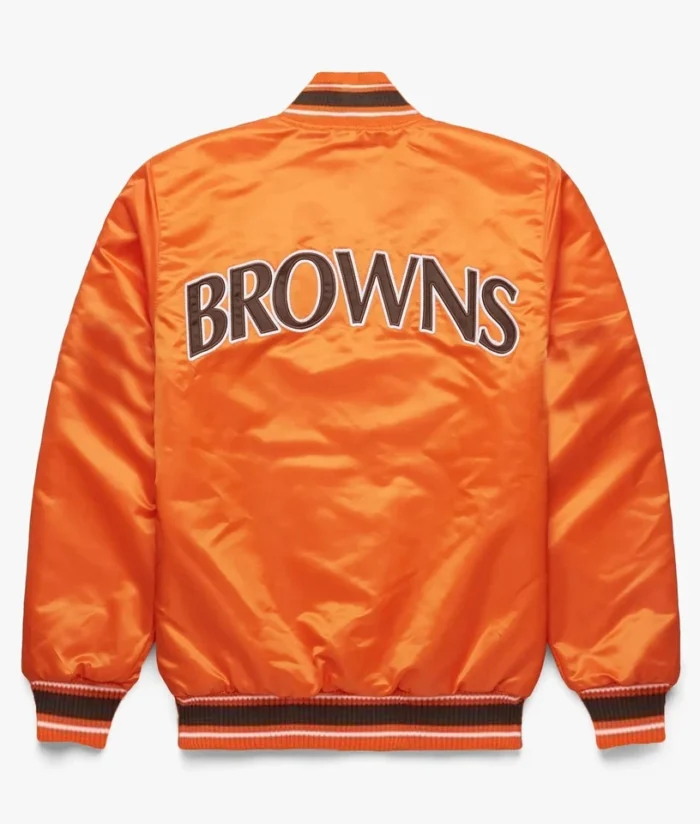 Cleveland Browns Orange Satin Letterman Baseball Jacket Varsity Jacket - Image 2