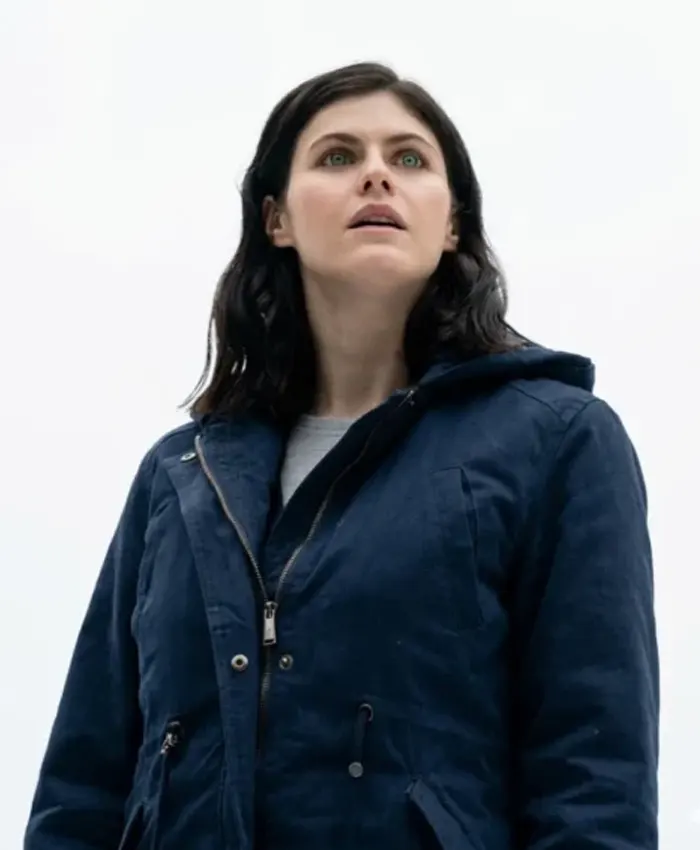 Couples-Weekend-Alexandra-Daddario-Blue-Hooded-Jacket