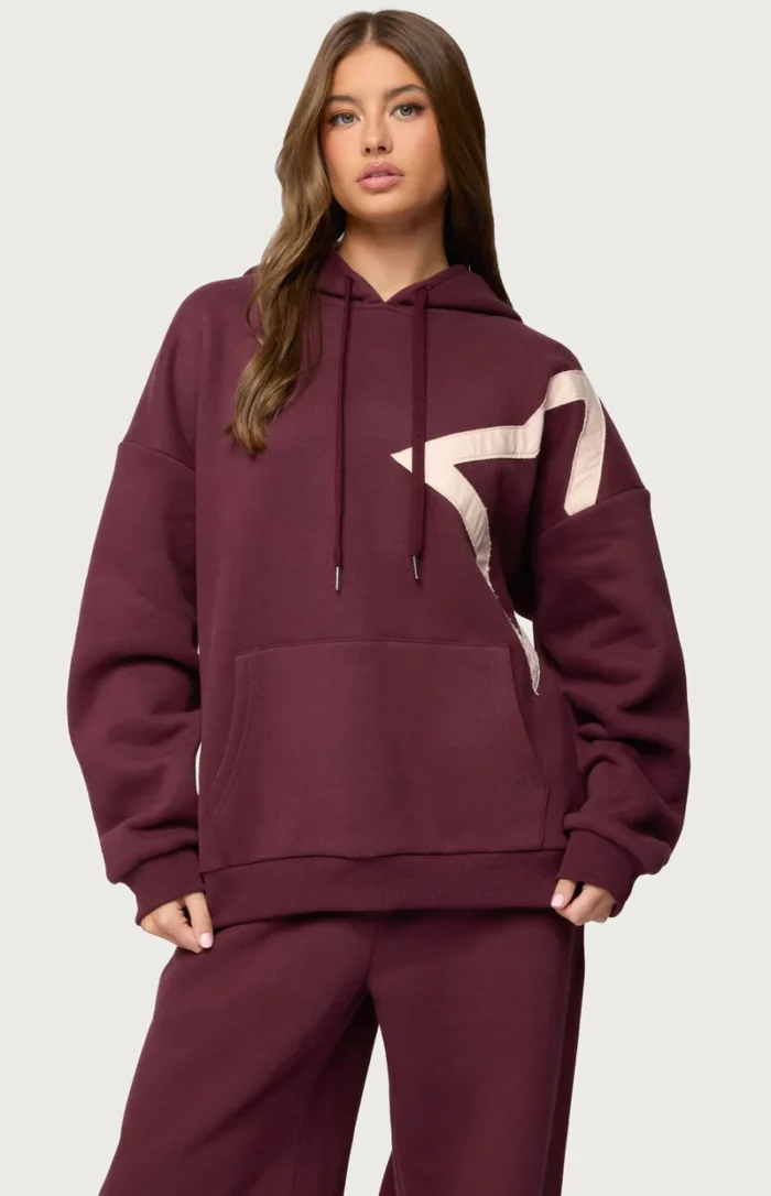 Edikted Starly Oversized bargandi Hoodie