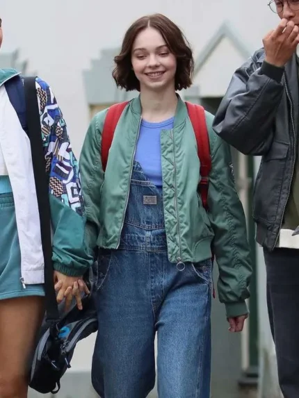 Emma Myers A Good Girl’s Guide To Murder Pip Fitz-Amobi Green Bomber Jacket