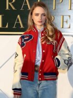 Joey King Fashion Week Red Varsity Jacket - Image 2