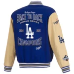 Los Angeles Dodgers 2025 World Series Champions Twill Full-Snap Jacket – Royal/Tan - Image 3