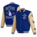 Los Angeles Dodgers 2025 World Series Champions Twill Full-Snap Jacket – Royal/Tan