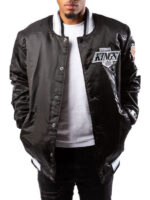Los Angeles Kings Black Satin Varsity Jacket