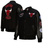Chicago Bulls Mitchell & Ness Black Hardwood Varsity Jacket