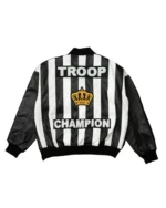 Men's Troop Champion Leather Jacket Black White Retro Hip Hop Bomber CoatView Sold History - Image 2