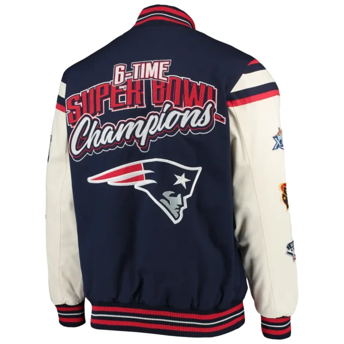 New England Patriots Victory Formation Commemorative Full-Snap Navy/White Varsity Jacket - Image 2