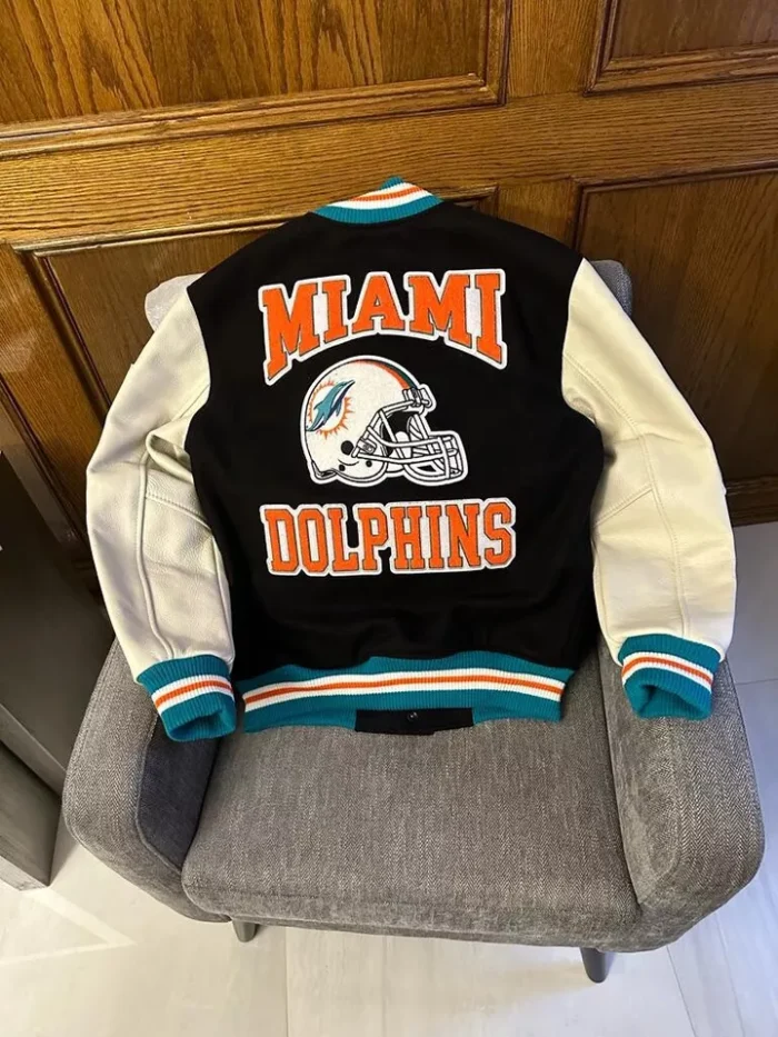 OVO X NFL Miami Dolphins Leather Wool Varsity Jacket Medium M October’s Very Own - Image 2