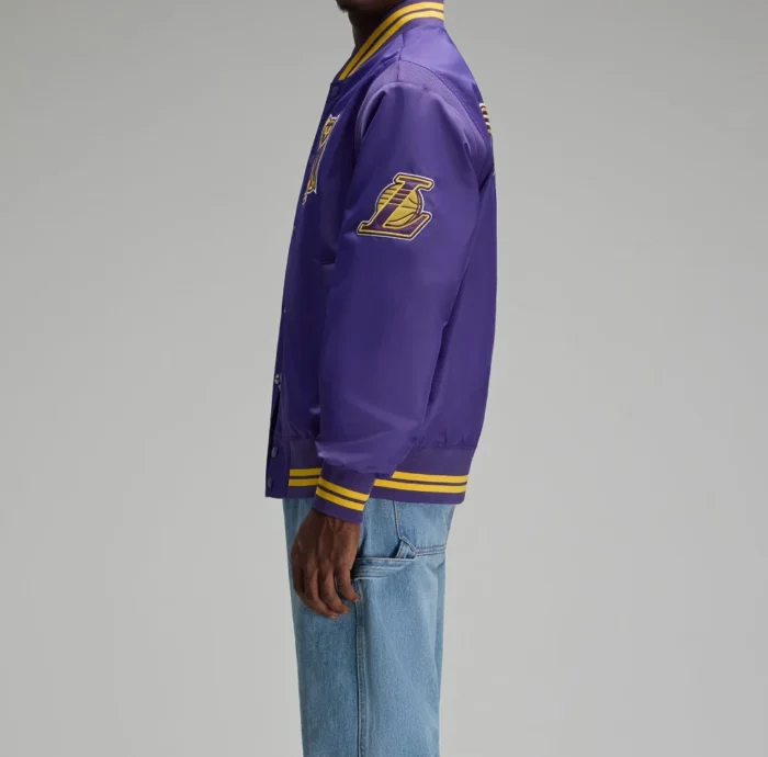 OVO x NBA Los Angeles Lakers Satin Varsity Jacket - Image 8