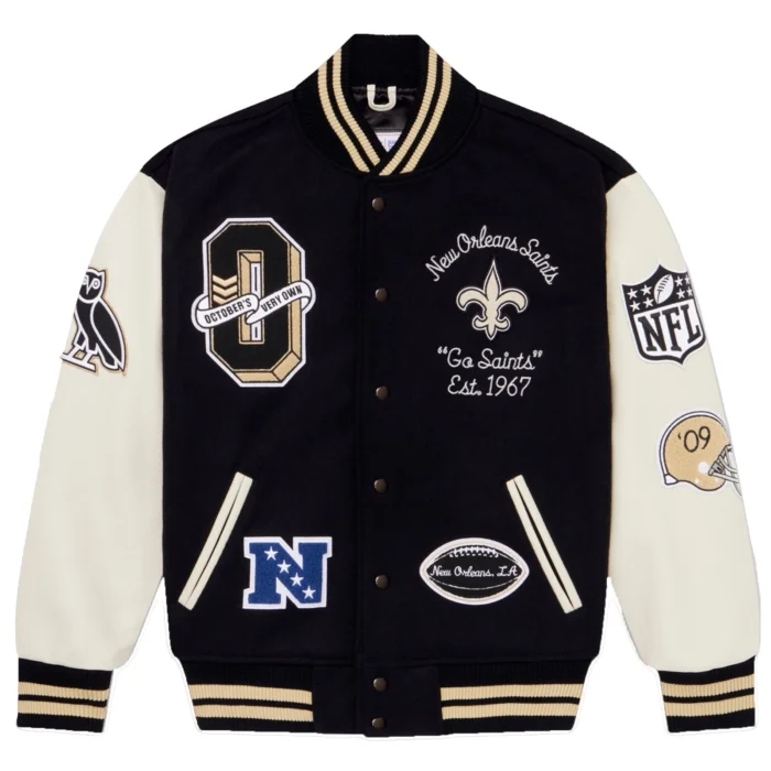 OVO x NFL New Orleans Saints Varsity Jacket Authentic October's Very Own size XL - Image 1