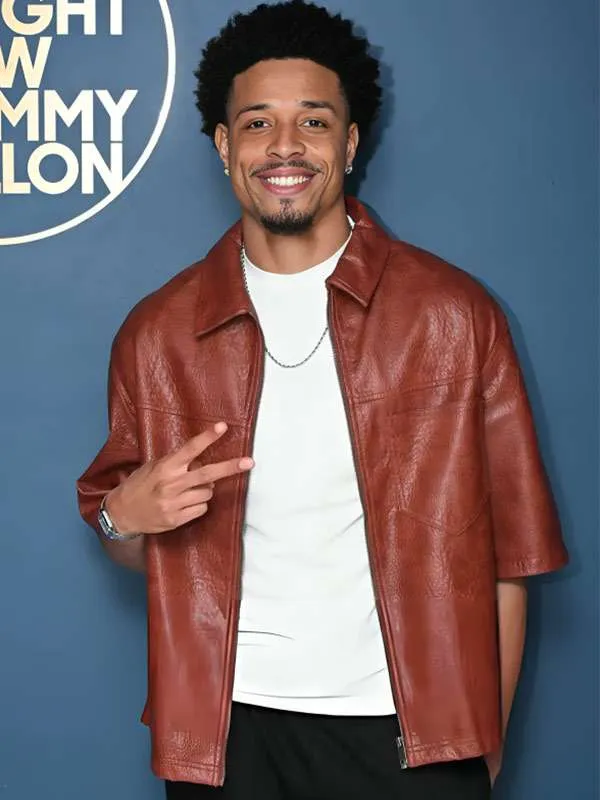 Ontonio-Kareem-TV-Series-The-Tonight-Show-Starring-Jimmy-Fallon-Brown-Leather-Jacket