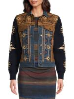 The Voice 2024 Reba McEntire Suede Denim Jacket - Image 2