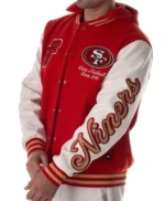SF 49ers The Wild Collective Hooded Varsity Jacket - Image 4