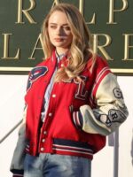 Joey King Fashion Week Red Varsity Jacket