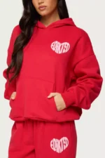 Shop Edikted Major Love hoodie Red oversized fit,