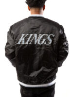 Los Angeles Kings Black Satin Varsity Jacket - Image 2