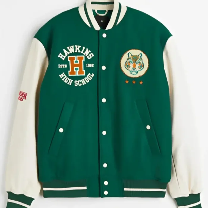 Stranger Things Wool-blend Baseball Green Jacket - Image 3