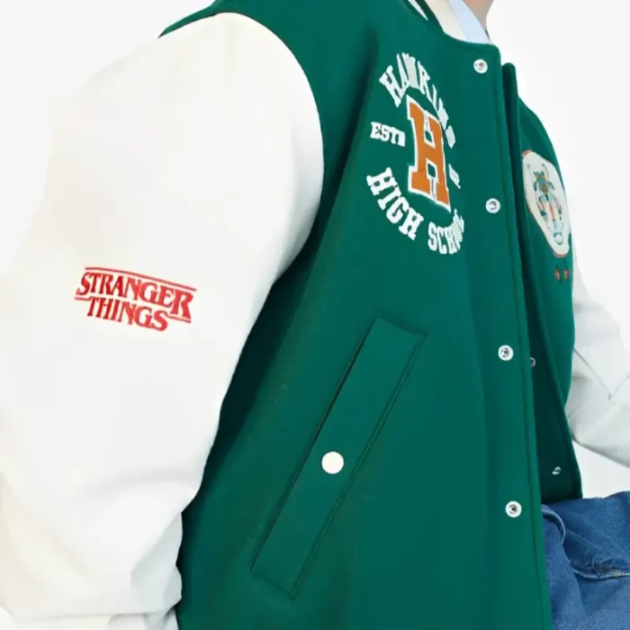 Stranger Things Wool-blend Baseball Green Jacket - Image 2