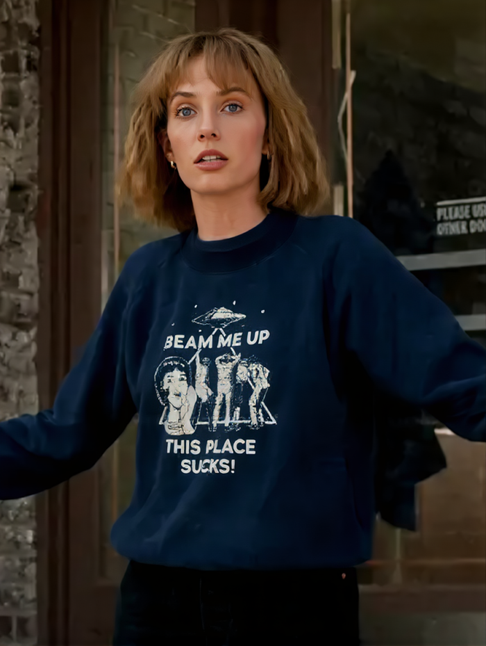 Stranger Things Robin Buckley Beam Me Up Sweatshirt - Image 1