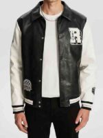 The-Brokenwood-Mysteries-S12-Black-leather-Collared-R-Varsity-Jacket-Front