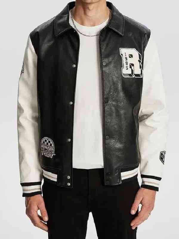 The-Brokenwood-Mysteries-S12-Black-leather-Collared-R-Varsity-Jacket-Front