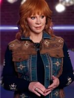 The Voice 2024 Reba McEntire Suede Denim Jacket - Image 4