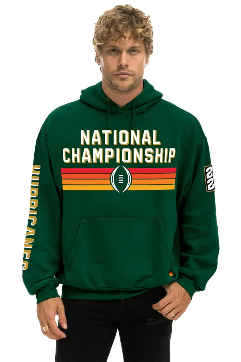 University Of Miami CFP Champions 2026 Relaxed Pullover Hoodie- Miami Green