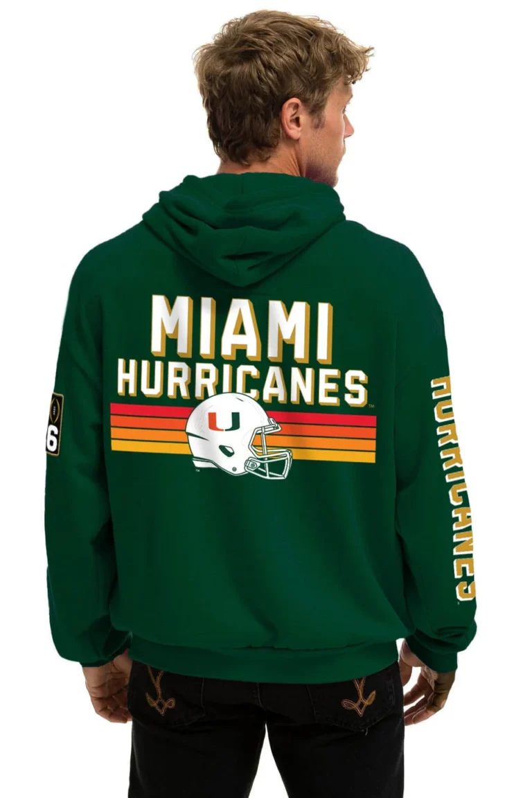 University Of Miami CFP Champions 2026 Relaxed Pullover Hoodie- Miami Green Back