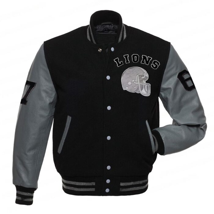 Venom-2-Detroit-Varsity-Jacket-Front-Gray-View.jpeg Eddie Brock Venom 2 Detroit Lions Varsity Jacket - Image 1