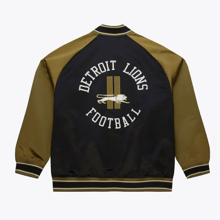 Black/Olive Detroit Lions Double Clutch Satin Jacket - Image 2