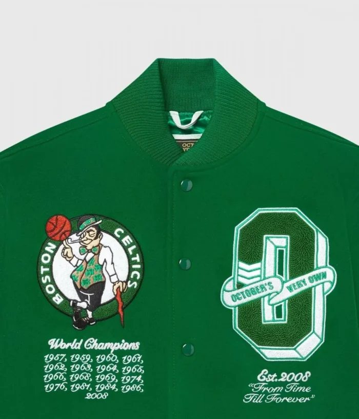 OVO Boston Celtics Varsity Green Wool Jacket - Image 7