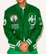 OVO Boston Celtics Varsity Green Wool Jacket - Image 3