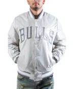 Chicago Bulls Satin Silver Jacket