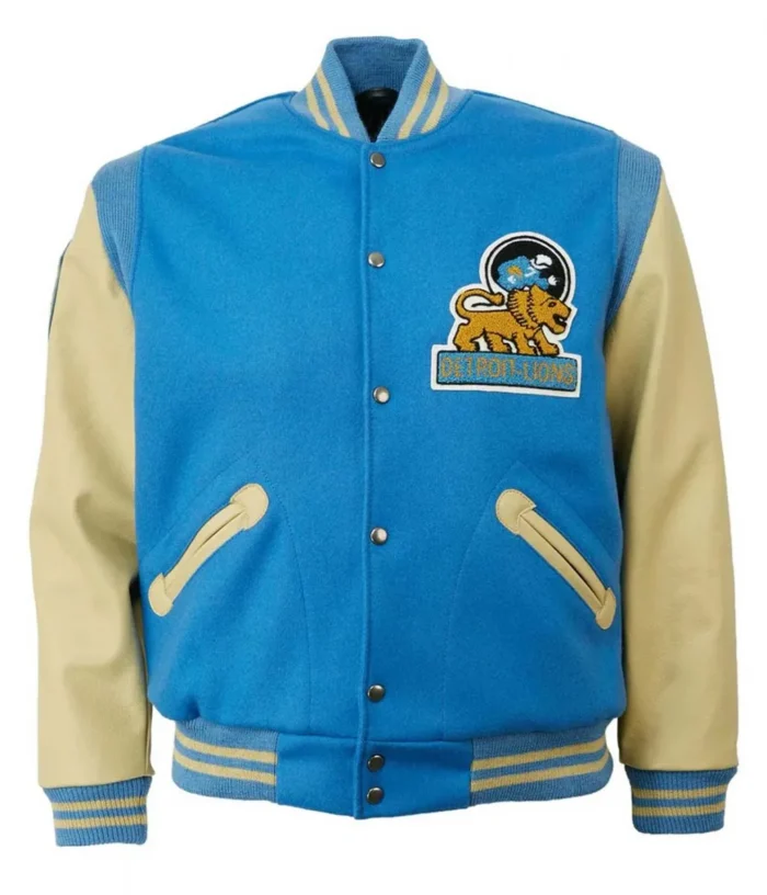 Varsity 1952 Detroit Lions Cream and Blue Jacket - Image 1